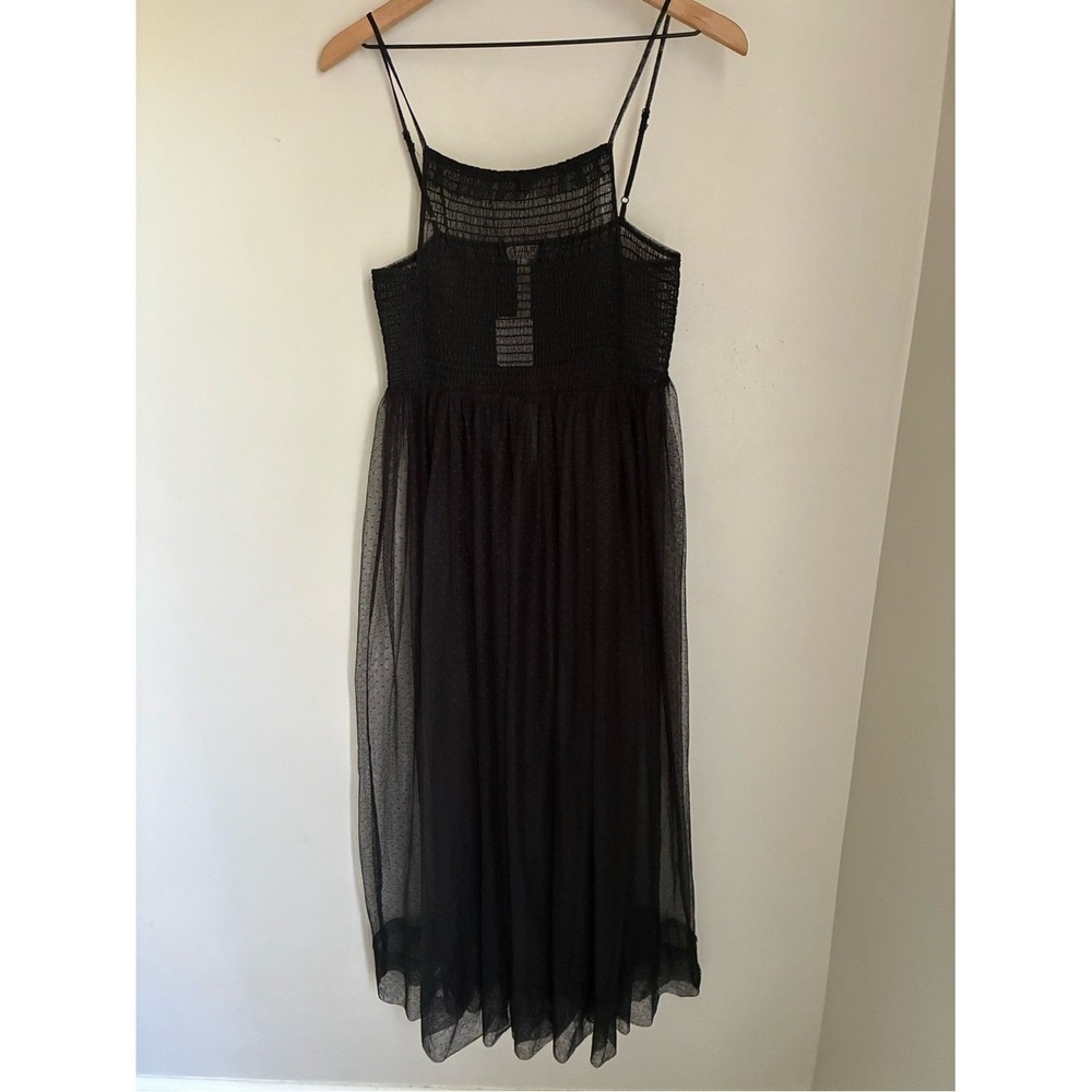 Free People Can't Stop Won't Stop Black Sheer Whimsigoth Slip Dress Size Small - Picture 3 of 8